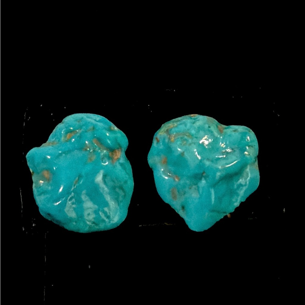 Vintage Faux Turquoise Nugget Earrings with screw backs